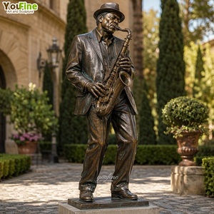 Statue de saxophoniste de jazz en bronze coulé grandeur nature pour la décoration de parcs et jardins extérieurs - Product Image 1
