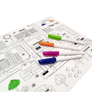 Custom BPA Free Eco-friendly Washable Silicone Kids Placemat For Painting Drawing Silicone Coloring Table Mat