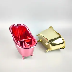 Маленькие милые блестящие золотые серебряные мини-Ванны Пластиковые для мыла подарочные корзины