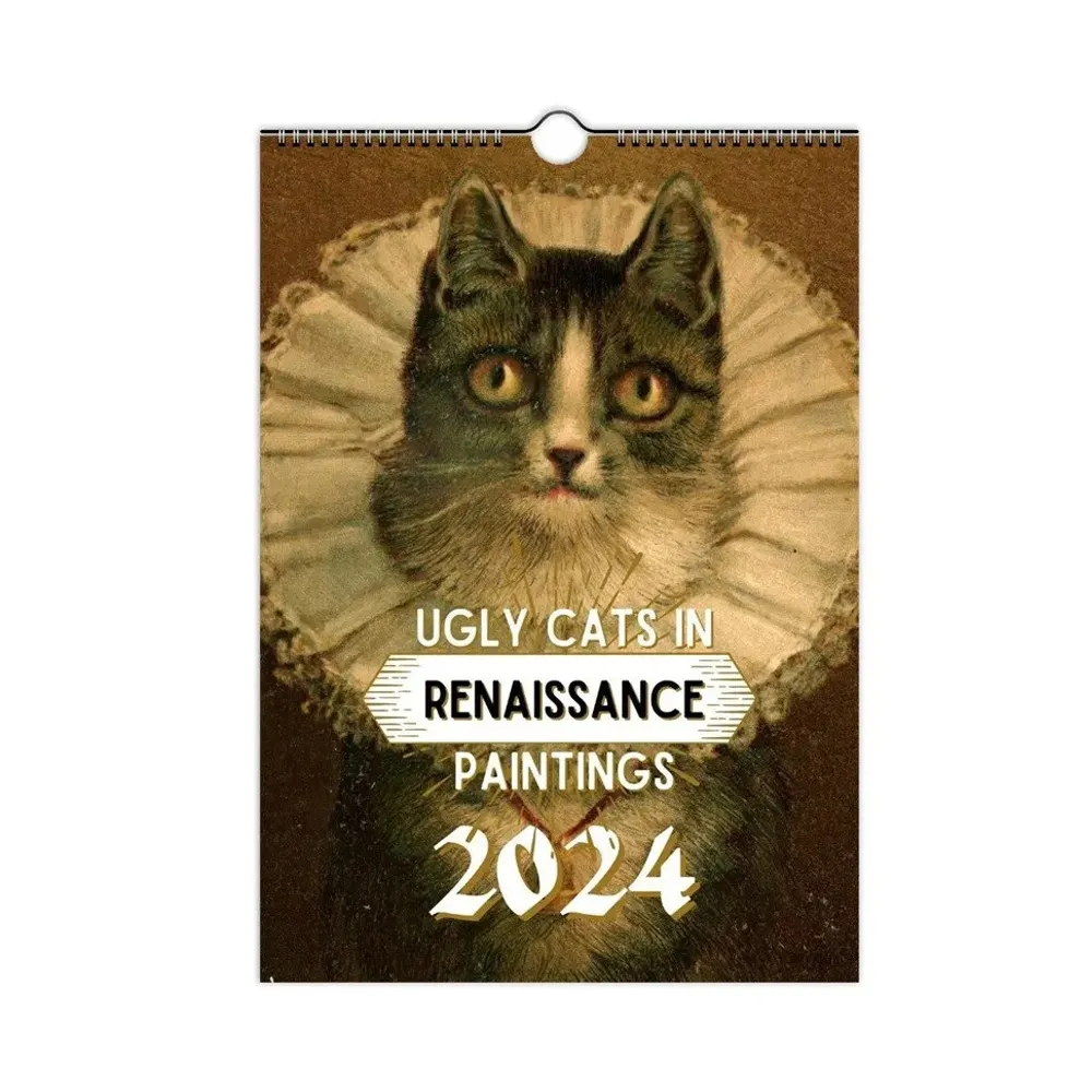 التقويمات 2024 بحجم A4 أو Cat Ugly تقويم حائطي منظمات يومية مخطط شهري للزينة مخطط عائلي شهري للحيوانات المرحة