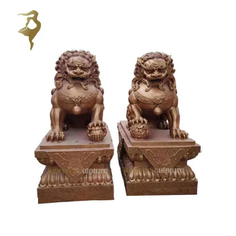 Leone in bronzo statua della scultura cinese tradizionale fengshui leoni a grandezza naturale