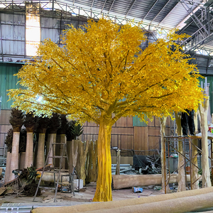 Hojas artificiales doradas, árboles de Banyan, plantas grandes de imitación para árboles de simulación al aire libre, tronco de fibra de vidrio, árbol grande - Product Image 1