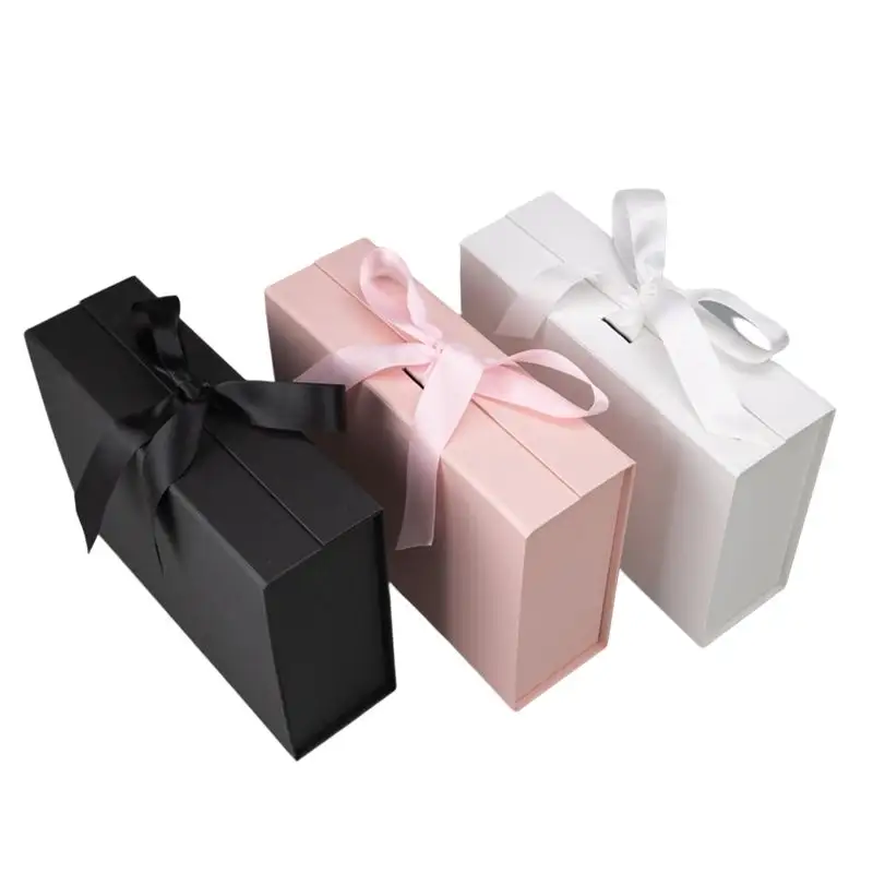 Pink Foldable Paper Gift Fragrance Perfume Bottle Box Packaging Luxury With Ribbon