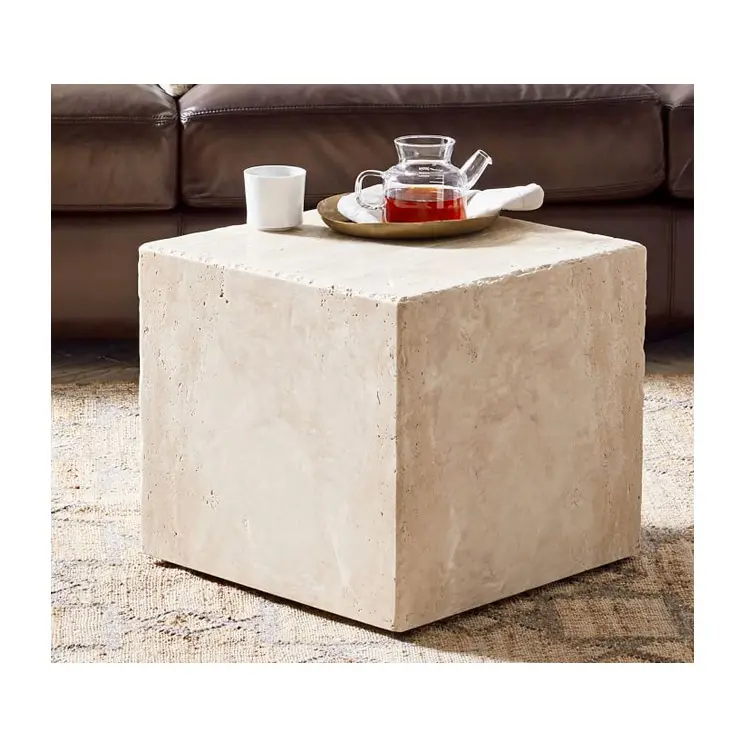 Naturstein Beistell tische Sockel quadratische Säule Display Stand Block Couch tisch Marmor Travertin Stein Würfel Tische