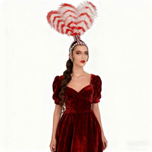 أغطية رأس طويلة ملونة بالريش للنساء البالغات للحفلات والكرنفالات والعروض المسرحية - Product Image 1