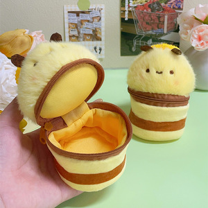 Mini bozuk para cüzdanı anahtarlık Charm sevimli <span class=keywords><strong>Kawaii</strong></span> küçük silindir peluş arı ruj fermuarlı kese cüzdan çantası sırt çantası kolye oyuncak - Product Image 4