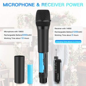 Echo-micrófono inalámbrico recargable para <span class=keywords><strong>Karaoke</strong></span>, micrófono dinámico de mano UHF para <span class=keywords><strong>cantar</strong></span>, fiesta de boda y hablar - Product Image 3