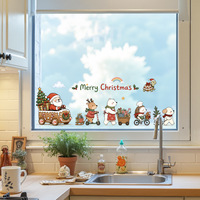 Pegatinas de Ventana Removibles y Reutilizables con Dibujos Animados de Navidad, Santa Claus y Animales del Bosque, para Habitaciones Infantiles y Decoración de Fiestas