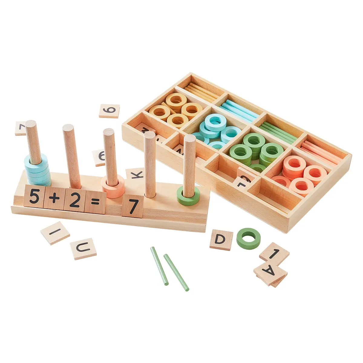 Asweet Montessori Mainan Teka-teki Kayu, Mainan Matematika Pendidikan Belajar Prasekolah Menghitung Teka-teki Kayu