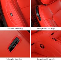 Ensemble complet personnalisé 2015-2025 Ford Mustang housses de siège de voiture protecteur en cuir imperméable 9 pièces accessoires de voiture rouges