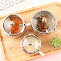 Gadgets de cuisine, boîte de rangement à épices en acier inoxydable 304 avec cuillère, pots à épices Village, sucrier avec couvercle en verre