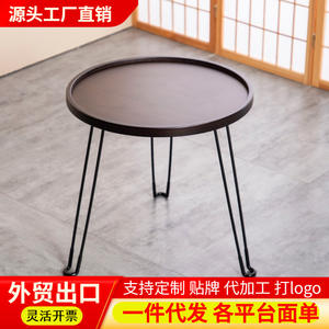 Nueva mesa de centro pequeña para exteriores, mesa redonda, mesa auxiliar para sofá, bandeja de té de madera maciza de fábrica para el hogar - Product Image 4