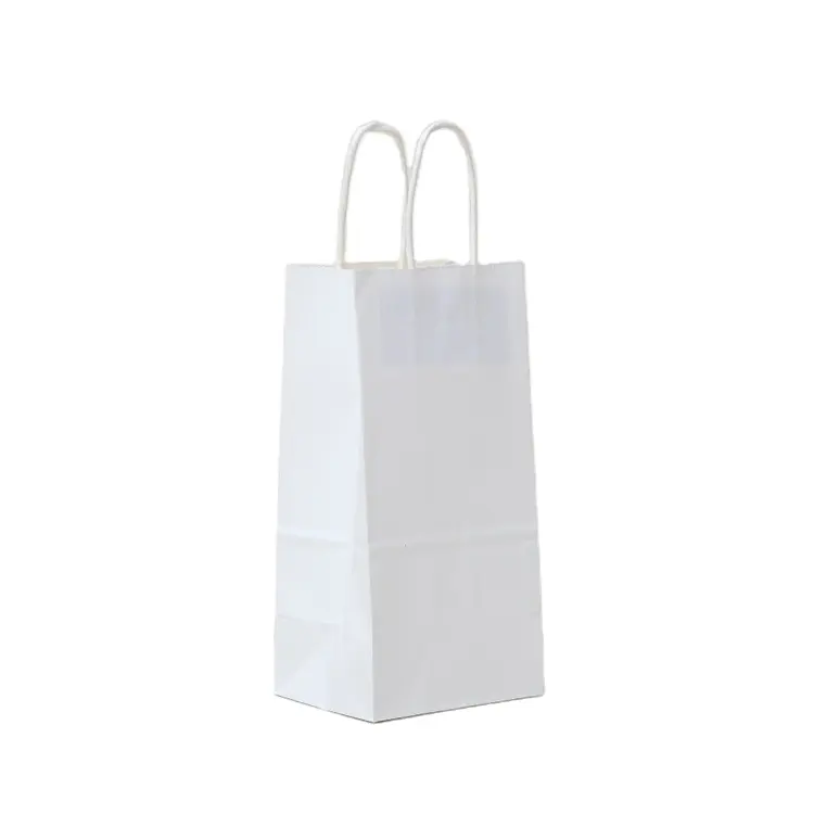 Logotipo personalizado Eco-friendly Restaurante Fried Chicken Nuggets Takeaway Burger Fast Food Taco Embalagem French Fries Handle Paper Bag