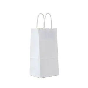 Custom Logo Eco-friendly Restaurant Fried Chicken Nuggets Takeaway Burger Fast Food Taco Packaging French Fries Handle Paper Bag