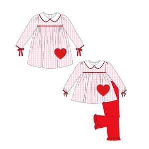 Baby Girls san valentino amorevole cuore abiti per <span class=keywords><strong>bambini</strong></span> <span class=keywords><strong>bambini</strong></span> maniche lunghe abbinata abbigliamento all'ingrosso Boutique Set <span class=keywords><strong>Plaid</strong></span> rosso - Product Image 1