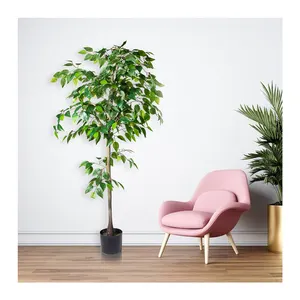 PZ-4-69 Indoor-Outdoor-Dekoration Kunststoff-Banyan-Knopfpflanze mit natürlichem Holzstamm künstliches Gemüse Ficusbaum