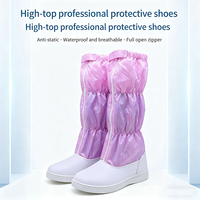 Botas de Trabajo Industriales Antiestáticas de Cuero Reutilizables Color Rosa, a Prueba de Polvo, con Suela Alta y Protección ESD para Laboratorios y Cuartos Limpios