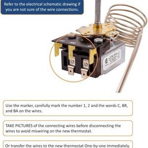 Termostato de repuesto para horno Robertshaw KKTB-18-48 5A 120VAC 599F, pieza FOK75151, latón integrado - Product Image 3