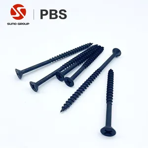 Tornillos de tablero de partículas, tornillo de tablero de viruta de punta afilada negra, unidad Phillips, 4 puntas debajo de tornillos de madera de cabeza plana para tablero de partículas