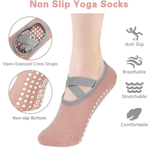 Calcetines de Yoga de Color Puro 100% Algodón con Suela Gruesa, Transpirables, Antideslizantes, con Puño y Logotipo 3D Personalizado, Calcetines de Fitness - Product Image 2