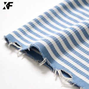 XUFEI T-shirt da <span class=keywords><strong>uomo</strong></span> personalizzata casual oversize in cotone pesante a nido d'ape, lavata, a righe, <span class=keywords><strong>termica</strong></span> a maniche lunghe - Product Image 5