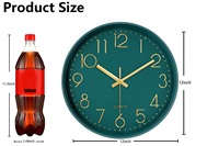 Jam Dinding Analog Satu Jarum Angka Besar ABS Hijau Tua Quartz Tanpa Suara Desain Modern Dekorasi Rumah Baterai