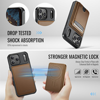 Étui pour iPhone 18 Pro Max avec recharge sans fil 2-en-1, support magnétique pour cartes, en similicuir, compatible avec 17 Air, 16 Plus, 15, 14, 13, 12