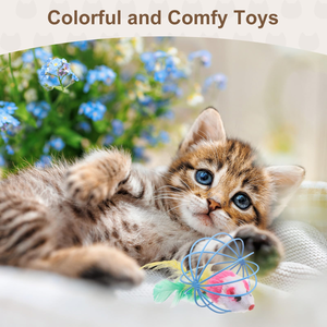 Jouets colorés pour chats : Cages en fil métallique avec plumes, en PP durable, pour l'auto-entretenement des chats et le jeu interactif - Product Image 2