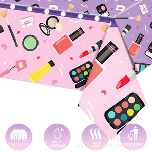 Makeup Themed <b>Tablecloth</b> 220x130cm <b>Rectangle</b> Digital Printing Valentine's Day Party Decorations Plastic Paper Material - Product Image 3
