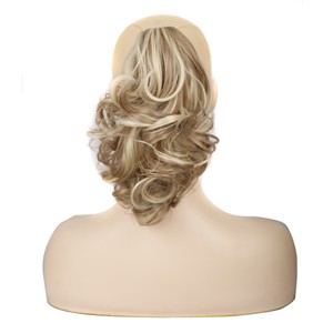 Queue <span class=keywords><strong>de</strong></span> <span class=keywords><strong>cheval</strong></span> courte bouclée en fibre haute température, avec pince, bicolore, style européen et américain, pour <span class=keywords><strong>femme</strong></span> - Product Image 5