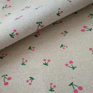 Yeni Stil Kırmızı Kiraz Yeşil Kiraz Baskılı Pamuk Keten Kumaş - Product Image 3