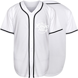Vente en gros Chemise en jersey de baseball vierge à manches courtes boutonnée style Hip Hop - Product Image 3