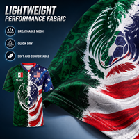 Maßgefertigtes Mexiko-US-Adler-Trikot mit Grünem Azteken-Wappen, Trendiges Sublimationsdruck-Trikot mit Halbem Schlitz für Fans, Dual Heritage Jersey T-Shirt