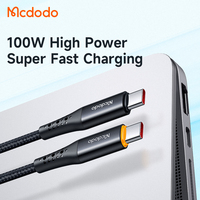 Cable de Datos Inteligente LED con Apagado Automático Mcdodo 346/741/736 de 100 W, Cable de Carga Rápida USB-C a Tipo C con PD de 100 W