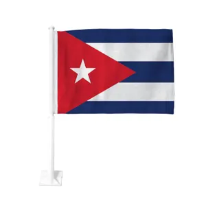 Bendera Jendela Mobil Kuba Logo Kustom Bendera Mobil Sublimasi Kosong Poliester Penjualan Laris untuk Promosi Poliester 100D Terbang