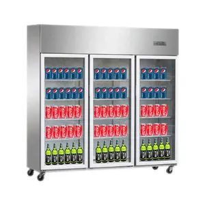 1420L גבוהה קיבולת מסחרי מקרר מטבח זקוף showcase תצוגת cooler 3 זכוכית שלוש דלת מקרר