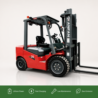 Chariot élévateur électrique contrepoids ergonomique à batterie lithium, 3 tonnes, petit rayon de braquage, pour manutention de palettes en entrepôt, avec poste de conduite assis - Vente en gros