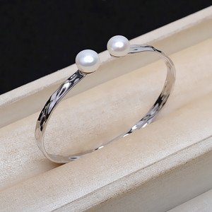 S925 <b>Silver</b> Double <b>Pearl</b> Small <b>Bracelet</b> for Women Handmade Classic Style 8-12 <b>Pearl</b> Empty Tray DIY Jewelry Accessories 4792 - Product Image 1