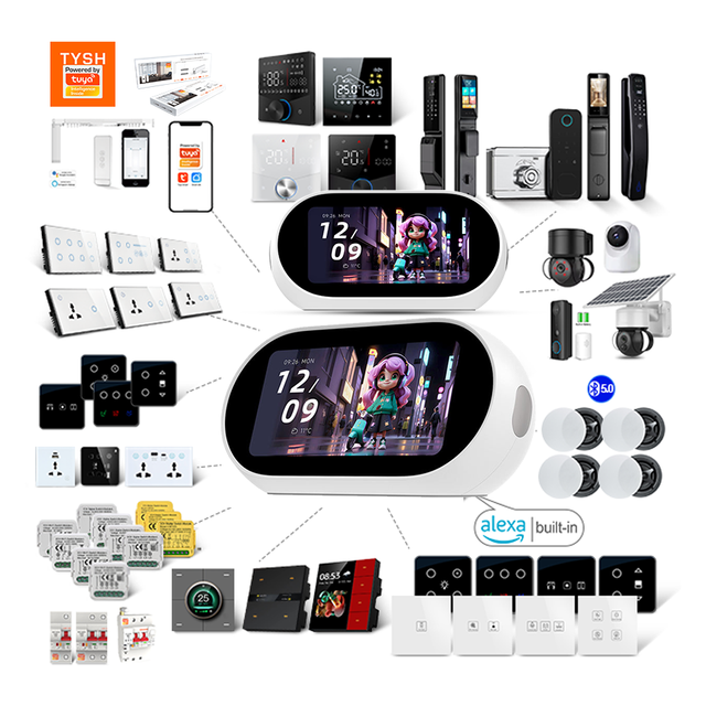 TYSH Tuya Smart Home Hub 5 Inch Touch Screen Zigbee Mesh IR Alexa Voice Control Intercom OEM ODM Manufacturer