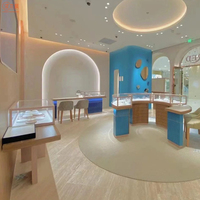 Vitrine de bijoux en laque bleue de haute qualité vitrine design personnalisé pour magasin de bijoux