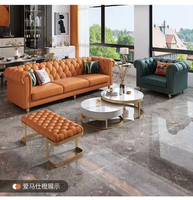 Sofa Ruang Tamu Modern Gaya Amerika, Mewah Ringan Napapi Pull Buckle, Kombinasi Sederhana untuk Apartemen Kecil, Terkenal di Internet