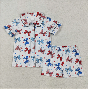 Ensembles de pyjamas pour bébés filles avec nœuds et boutons, pour le 4 juillet - Product Image 5