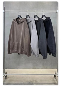 Sweat-shirt à capuche surdimensionné vintage lavé 480G en coton 100% avec logo personnalisé pour hommes, fabricant OEM - Product Image 4