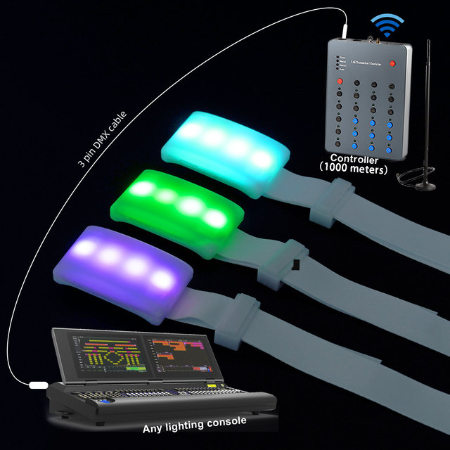Remote Controlled Led Wristband Custom Logo Party Supplies Fabric Woven Battery Changeable Led Bracelets