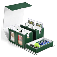 JUZI Vente en gros Boîte de rangement pour cartes TCG en cuir PU, étanche, avec plateau à dés, pour plus de 110 cartes, Boîte de deck Commander pour cartes TCG