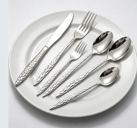 Ensemble de couverts en acier inoxydable martelé 410, poli miroir, écologique, pour mariage, couteau, fourchette, cuillère, manche artisanal