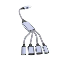 Hubs USB 2.0 de 30 cm, 4 ports, câble USB disponible en versions d'entrée USB-A et Type-C avec câble tressé pour ordinateur portable