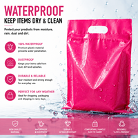 Sac de courses en plastique rose imprimé sur mesure avec poignée découpée pour l'emballage de vêtements, cosmétiques et cadeaux en détail