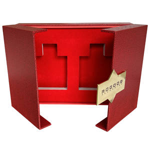 ROGOOD Coffret cosmétique de luxe en cuir rouge texturé à double porte avec fermeture magnétique et plaque logo personnalisée pour emballage cadeau P2152 - Product Image 1