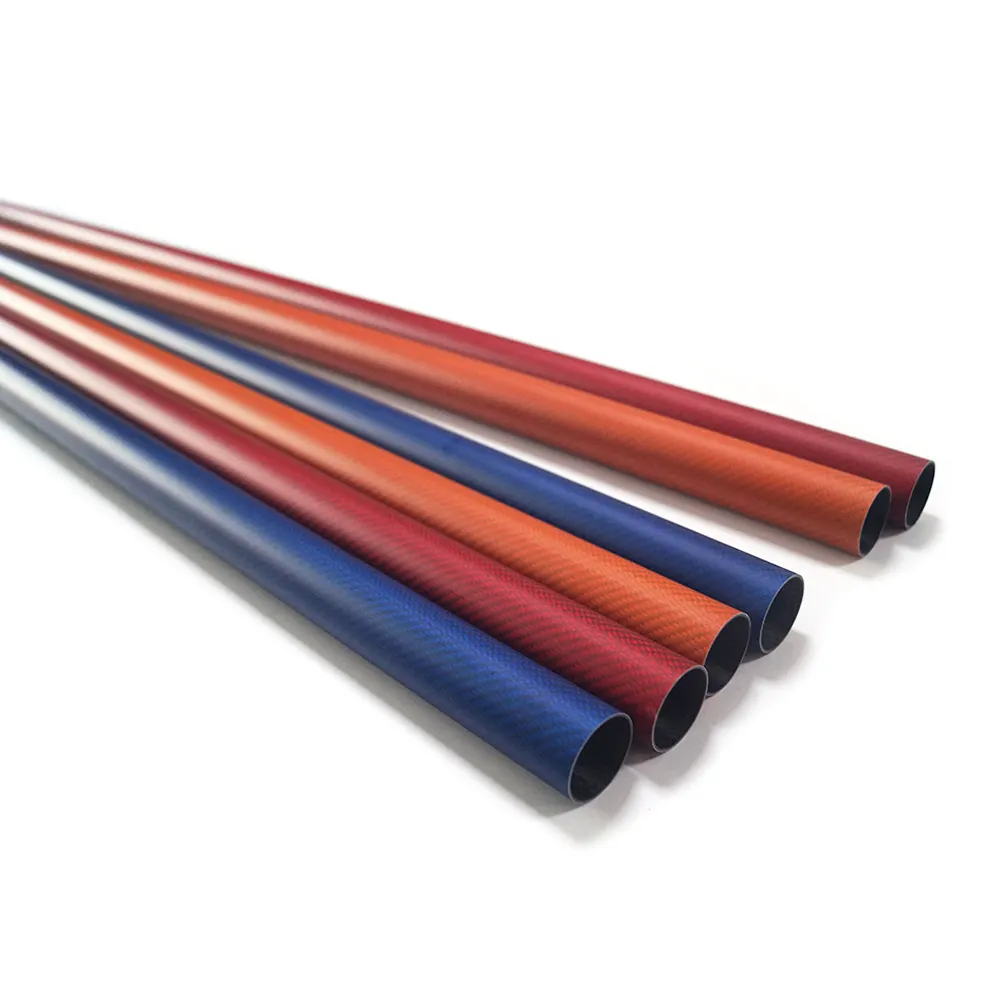 Tubo de fibra de carbono fosco brilhante em sarja 3K, tecido liso, cor de fibra de carbono